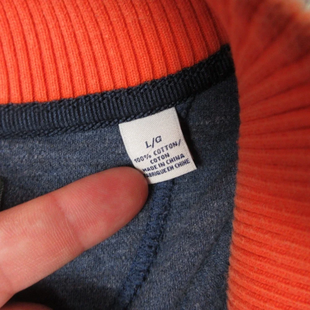 Denver Broncos Sweater Mens Large Blue 1/4 Snap Knit Pullover Tommy Bahama NFL